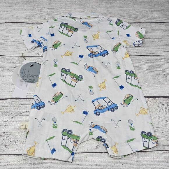 NWT Milkberry Rayon from Bamboo Baby Boys Golf Romper Size 0-3 months - Picture 4 of 4